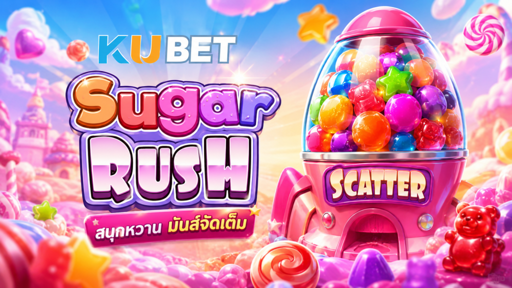 สล็อต Sugar Rush KUBET เกมลูกกวาดสีสันสดใสพร้อมสัญลักษณ์ Scatter